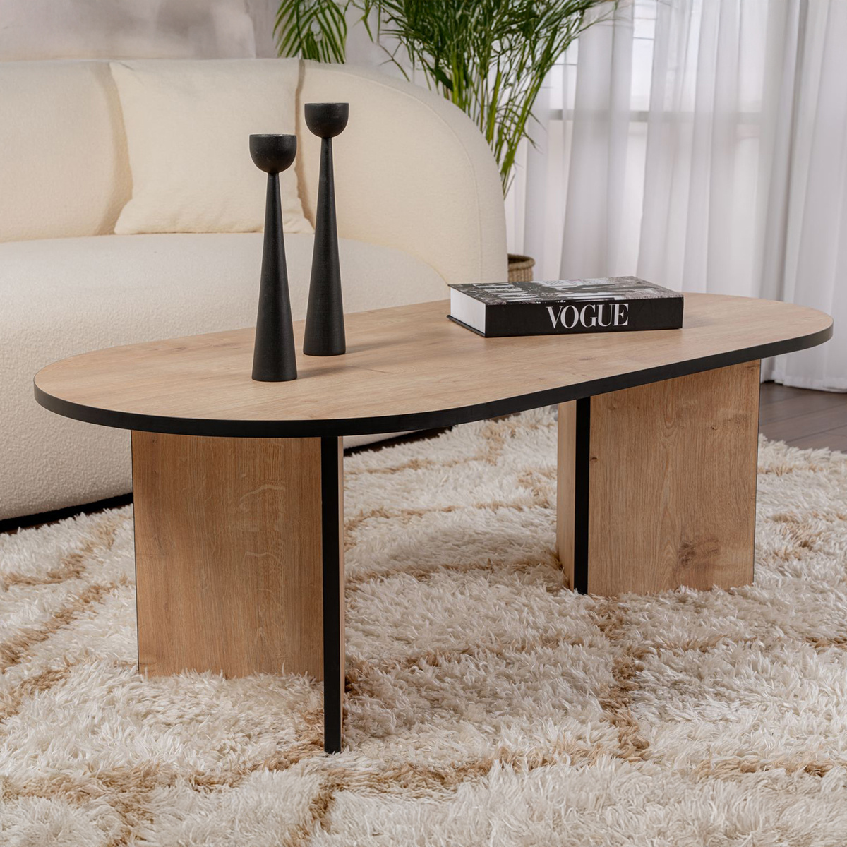 Dohányzóasztal Sable Sapphire Oak Fekete, természetes termék 2. képe