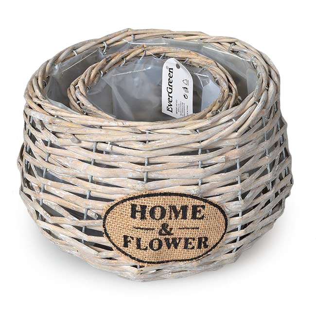 Ratanový kvetináč Home a Flower béžová, sada 2 ks