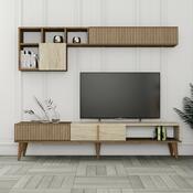 Televizní stěna Milan Walnut and Travertine