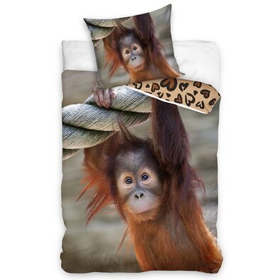 Pamut ágynemét Orangutan majom, 140 x 200 cm, 70 x90 cm