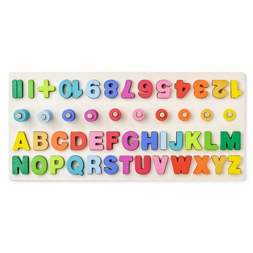 Woody Дидактична дошка з лічбою, буквами та цифрами, 51 x 4 x 23,5 см