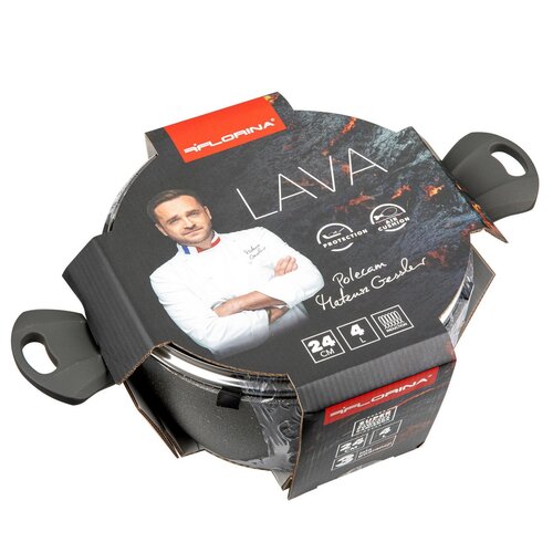 Florina Lava Stone MG lonec s pokrovom, 24 cm, 4l, siva