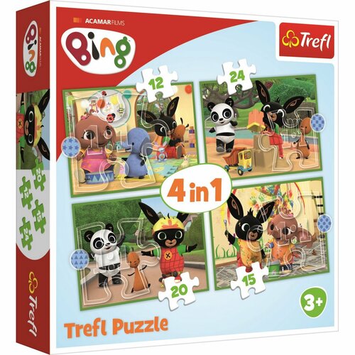 Trefl Puzzle Bing Glücklicher Tag, 4in1 12, 15, 20, 24 St.