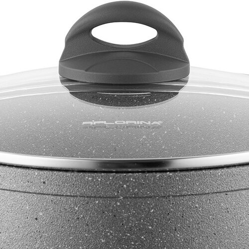 Florina Steintopf mit Deckel für Induktion und Gas, Lava Stone MG, 16 cm, 1,2 l