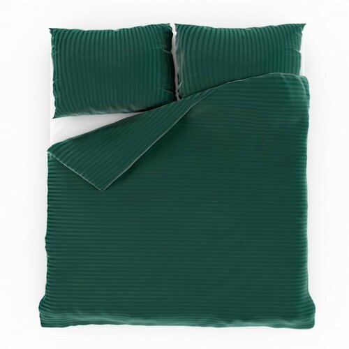 Kvalitex Pościel bawełniana Stripe ciemnozielony, 240 x 220 cm, 2 szt. 70 x 90 cm