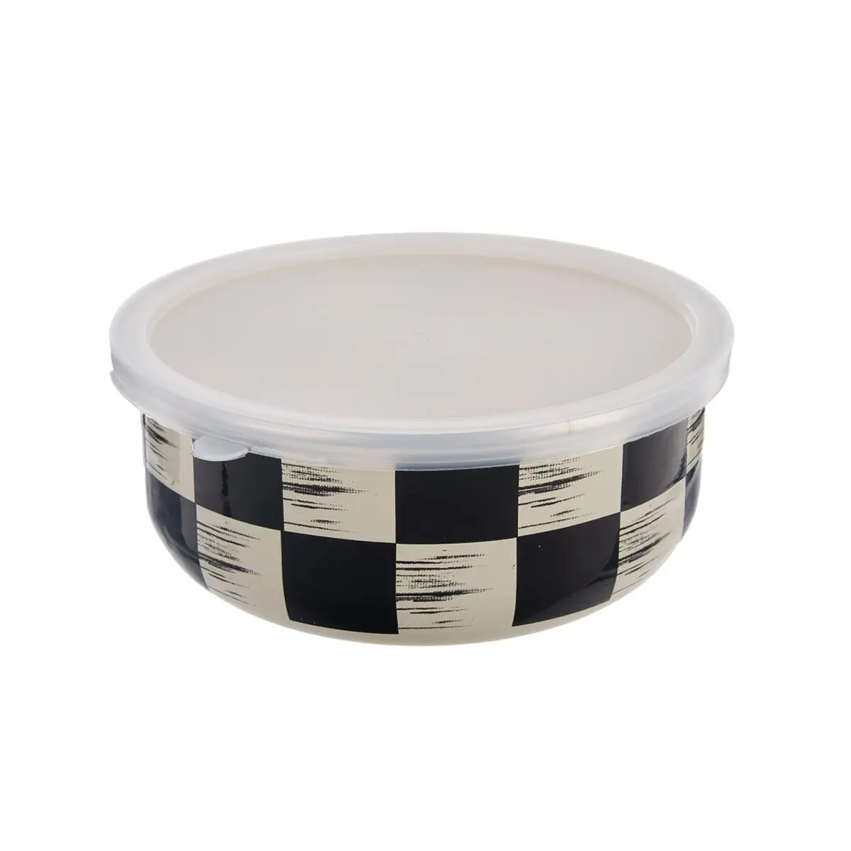 Orion Bol emailat cu capac UH Chessboard Lem ,dia. 15,5 cm