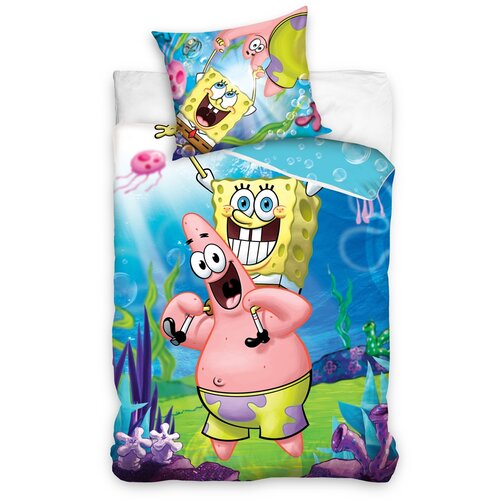 Detské bavlnené obliečky SpongeBob a Patrick, 140 x 200 cm, 70 x 80 cm
