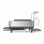Simplehuman Geschirrabtropfer mit Glashalter, Edelstahlrahmen, grau