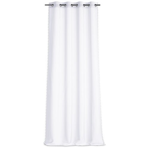 Restilo Gardine Pompons Eyelets weiß , 140 x 250 cm