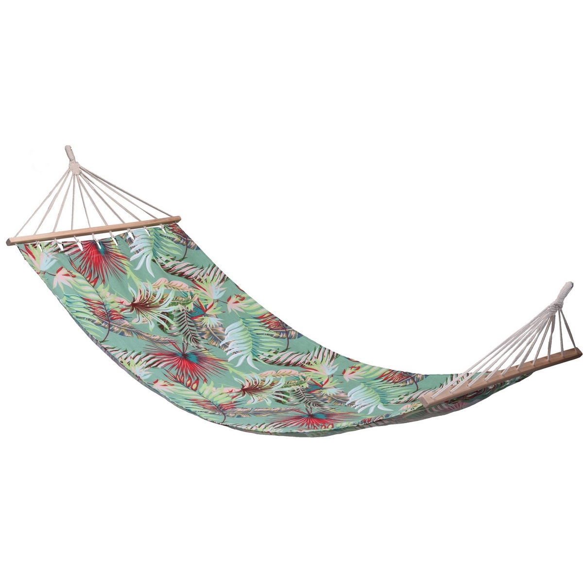 Závěsné houpací lehátko Tropical leaves zelená, 200 x 80 cm