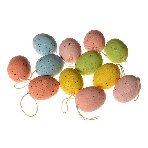 Sada veľkonočných vajíčok v sieťke 12 ks, farebná, 5 cm