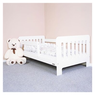 Pătuț pentru copii cu barieră New Baby Erik alb ,160 x 80 cm