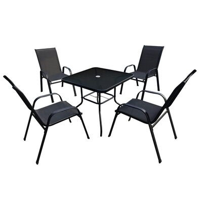 Aldotrade Gartenmöbel-Set IDA, Schwarz, 5 Teile