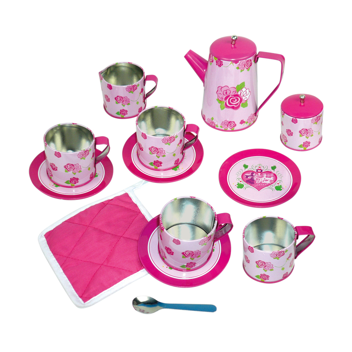 Bino Dětský čajový set růžový