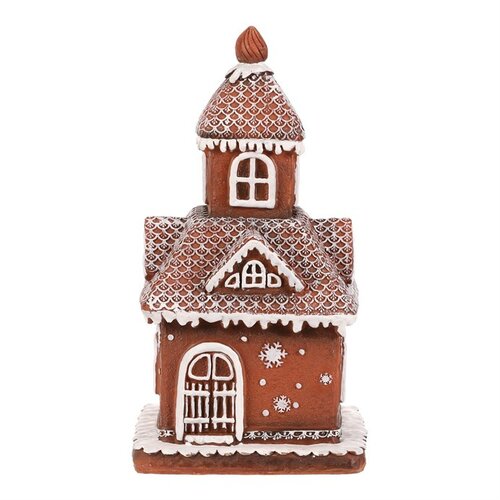 Vánoční dekorace Domek perníkový ,polyresin, LED, hnědá