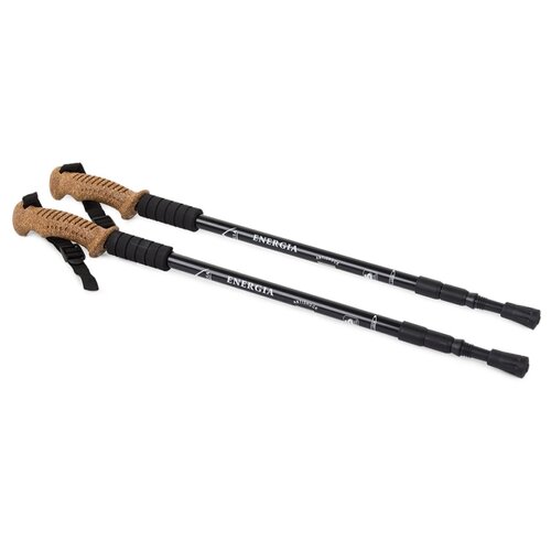 Baston de nordic walking cu mâner din plută, negru