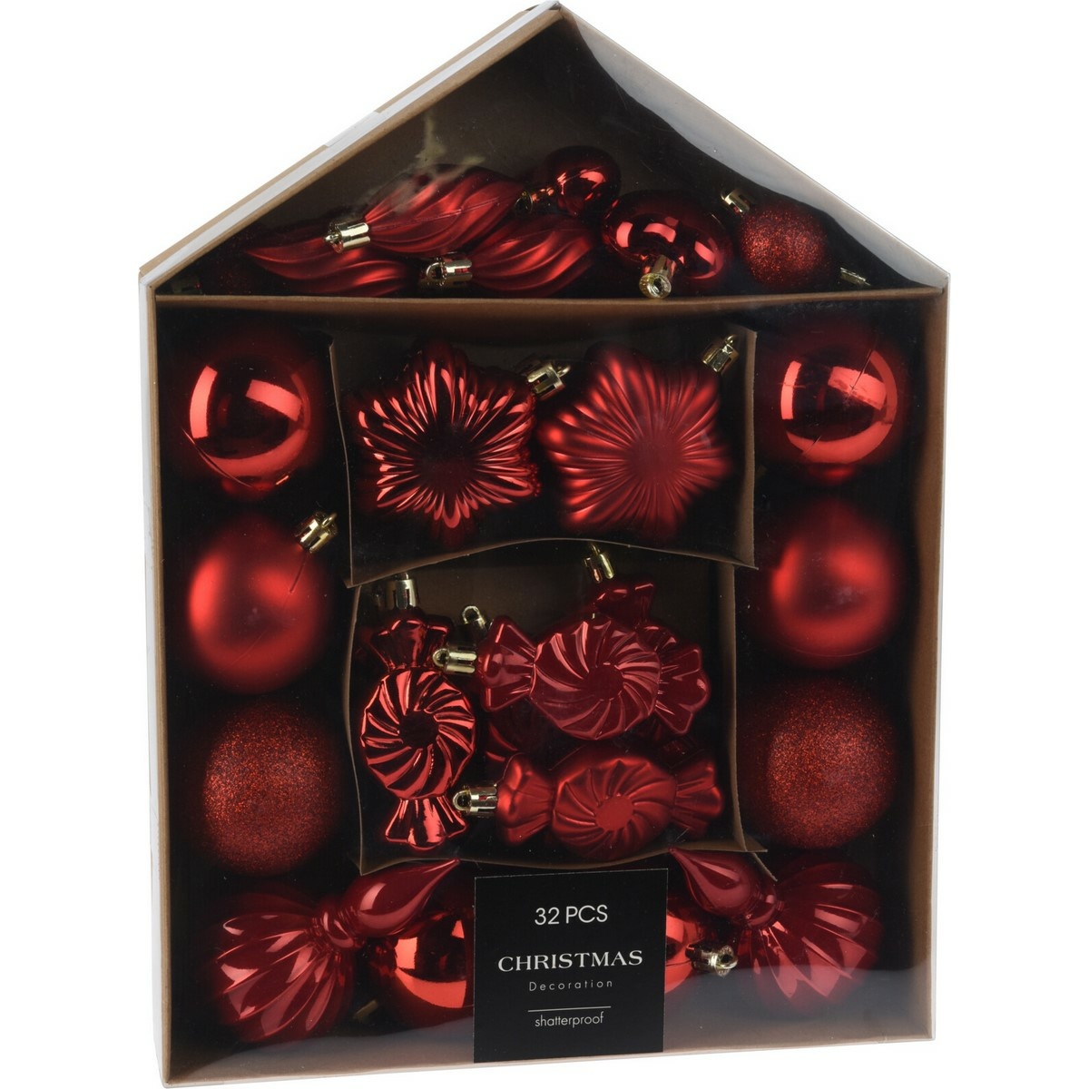 Festive karácsonyi dekorációs készlet piros, 32 db, piros