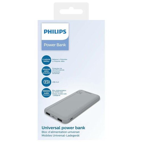 Philips DLP1810NV/62 powerbanka 10 000 mAh, stříbrná