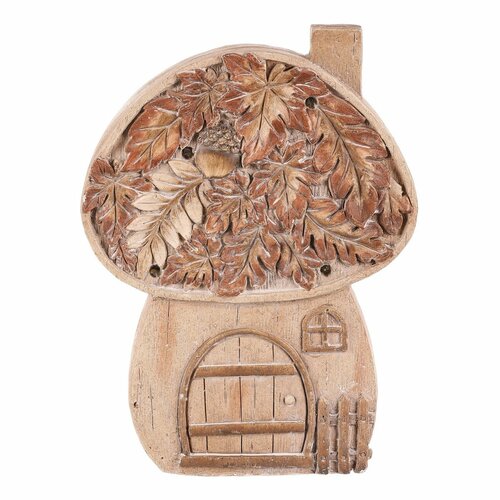 Őszi dekoráció Gomba házikó világítással, 24 x 10x 32 cm, magnézium, fa utánzat