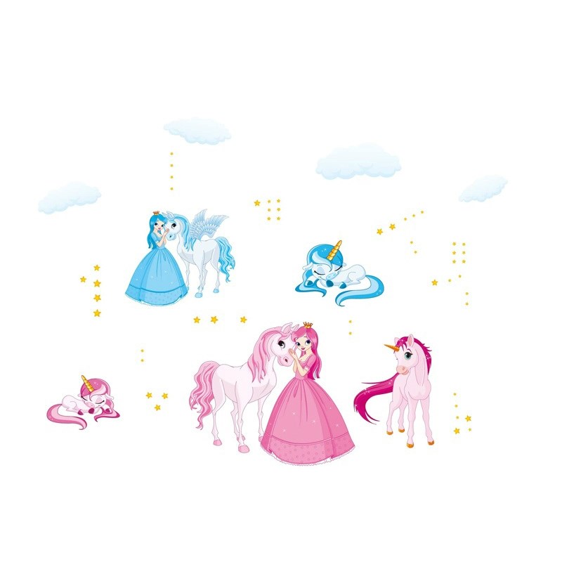 Samolepiaca dekorácia princezny a jednorožci,