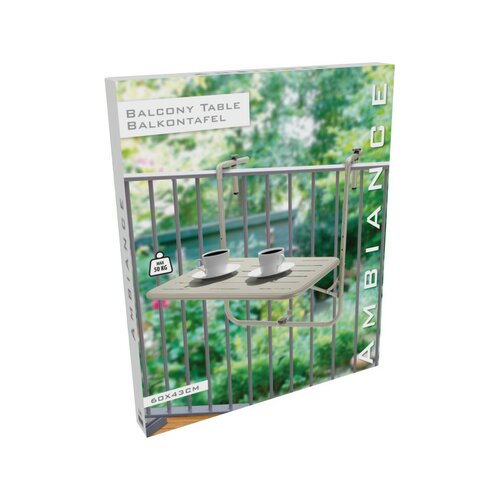 Klappbarer Balkontisch, 60 x 43 x 70 cm, beige