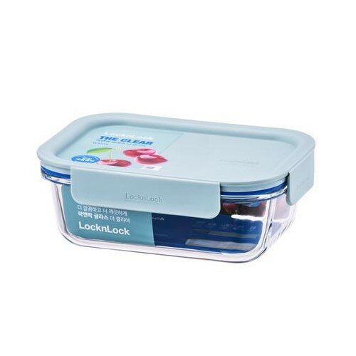 LOCKnLOCK Szklany pojemnik prostokątny CLEAR, 630ml, miętowy