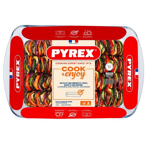 Pyrex üveg sütőtál 4,9 l, 40 x 27 x 7 cm
