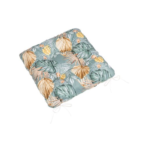 Bellatex Sitzkissen Adele gesteppt Monstera rosa gelb, 40 x 40 cm