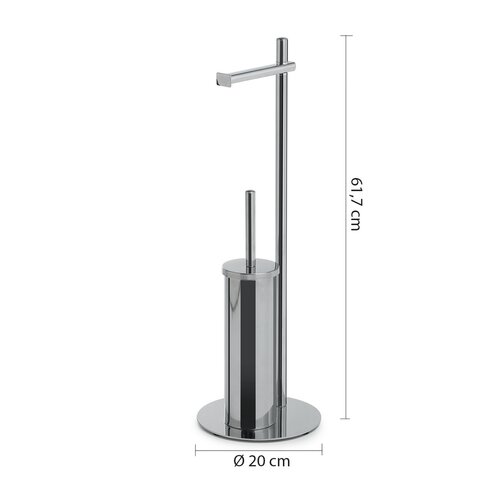 GEDY 143213 Circe állvány WC-papírtartóval ésWC-kefével, kerek, krómozott