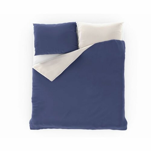 Aşternuturi din satin, Luxury Collection, alb/albastru înc.