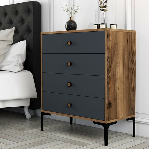 Comodă Lizbon Anthracite and Walnut