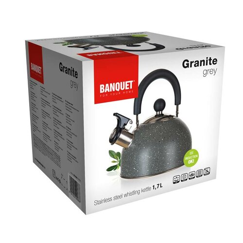 Banquet Nerjaveča kanvica GRANITE Grey, 1,7 l,siva