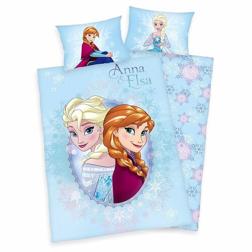 Detské flanelové obliečky Ľadové kráľovstvo Frozen Anna a Elsa, 100 x 135 cm, 40 x 60 cm
