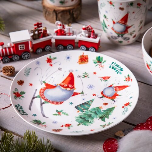 Altom Porcelanowy talerz deserowy Winter Gnomes 20 cm