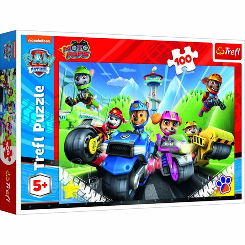 Puzzle Labková patrola na motorkách Paw patrol, 100 dielikov, 41x27,5 cm, v krabici 29x19x4 cm