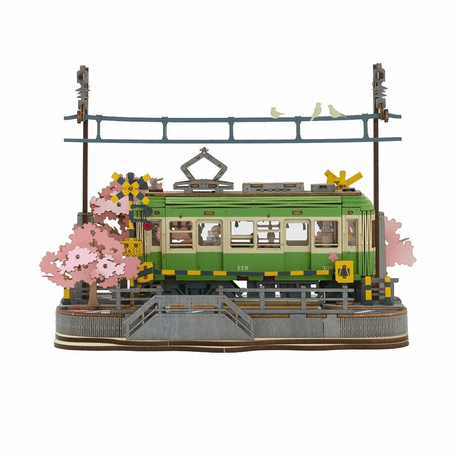 RoboTime 3D drevená skladačka Stanica so sakurami