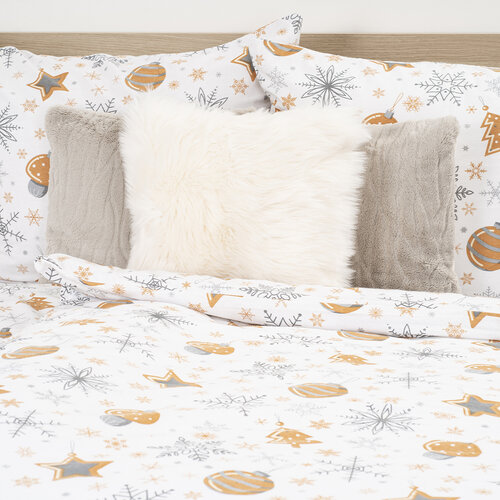 4Home Golden Xmas Night flanelasta posteljnina, 220 x 200 cm, 2 kosa 70 x 90 cm