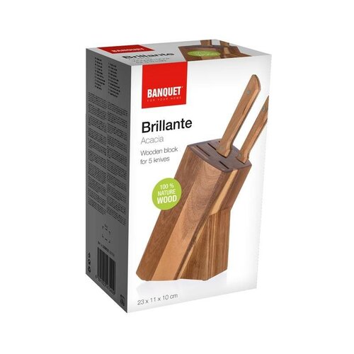 Suport cuțite Banquet BRILLANTE Acacia 23 x 11 x 10 cm