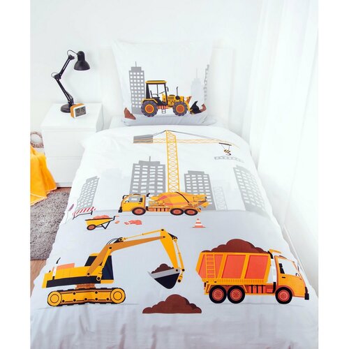 Herding Dziecięca pościel bawełniana Budowa, 135 x 200 cm, 80 x 80 cm