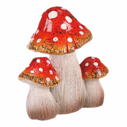 Légyölő galóca piros trió, kerámia, 7 x 11 x 12 cm