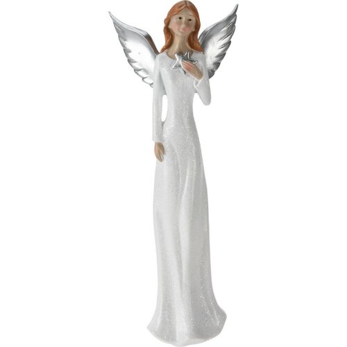 Decorațiune de Crăciun Înger cu aripi argintii, 8,7 x 22 cm