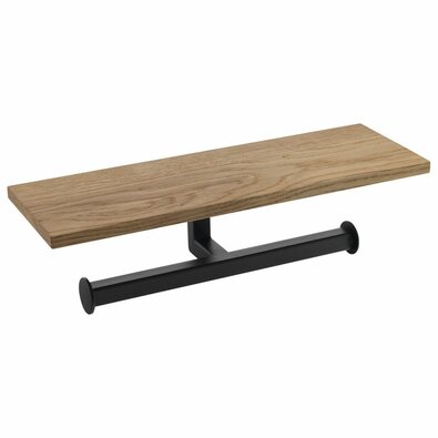 SAPHO Ska425 Ska dvojitý držák toaletního papíru spoličkou 30 x 8 x 10 cm, černá mat/dub