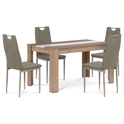 Set masă MDF cu 4 scaune, 138 x 80 x 75 cm, stejarSonoma