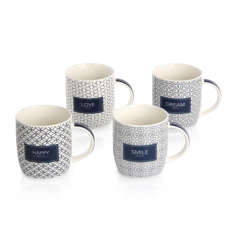 Sada porcelánových hrnčekov Hampton, 330 ml, 4 ks