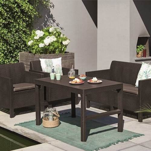 Keter Tisch Lyon Rattanoptik, 116 x 72 x 40–66 cm, dunkelbraun