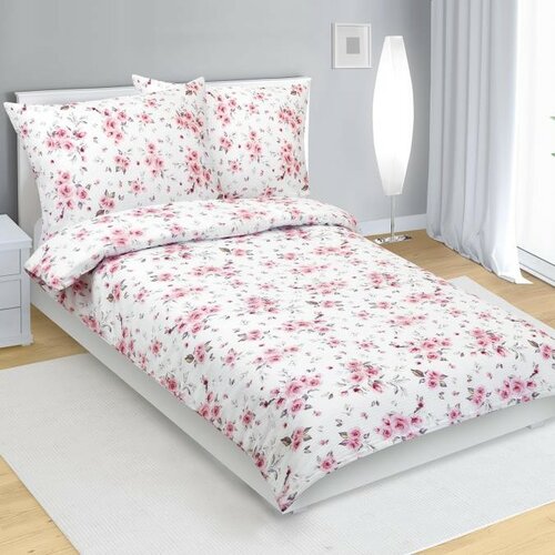 Bellatex Крепова постільна білизна Троянда рожевий, 140 x 220 см, 70 x 90 см
