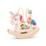 Holziges Einhorn mit Labyrinth schaukelnd