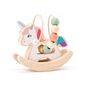 Holziges Einhorn mit Labyrinth schaukelnd