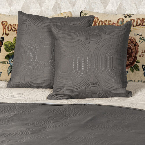 4Home Tagesdecke Doubleface Taupe/Beige, 220 x 240 cm, 2x 40 x 40 cm