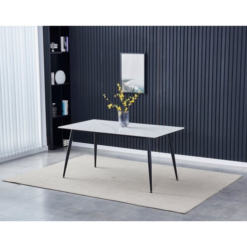 Esstisch 160 x 90 cm, weißer Marmor-Optik
